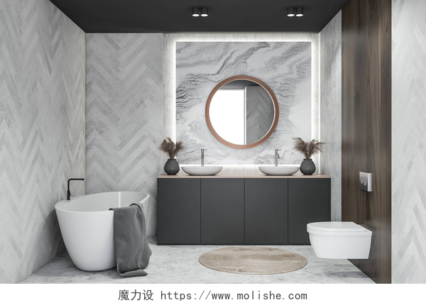 现代简约风格的漂亮浴室现代光浴室内.